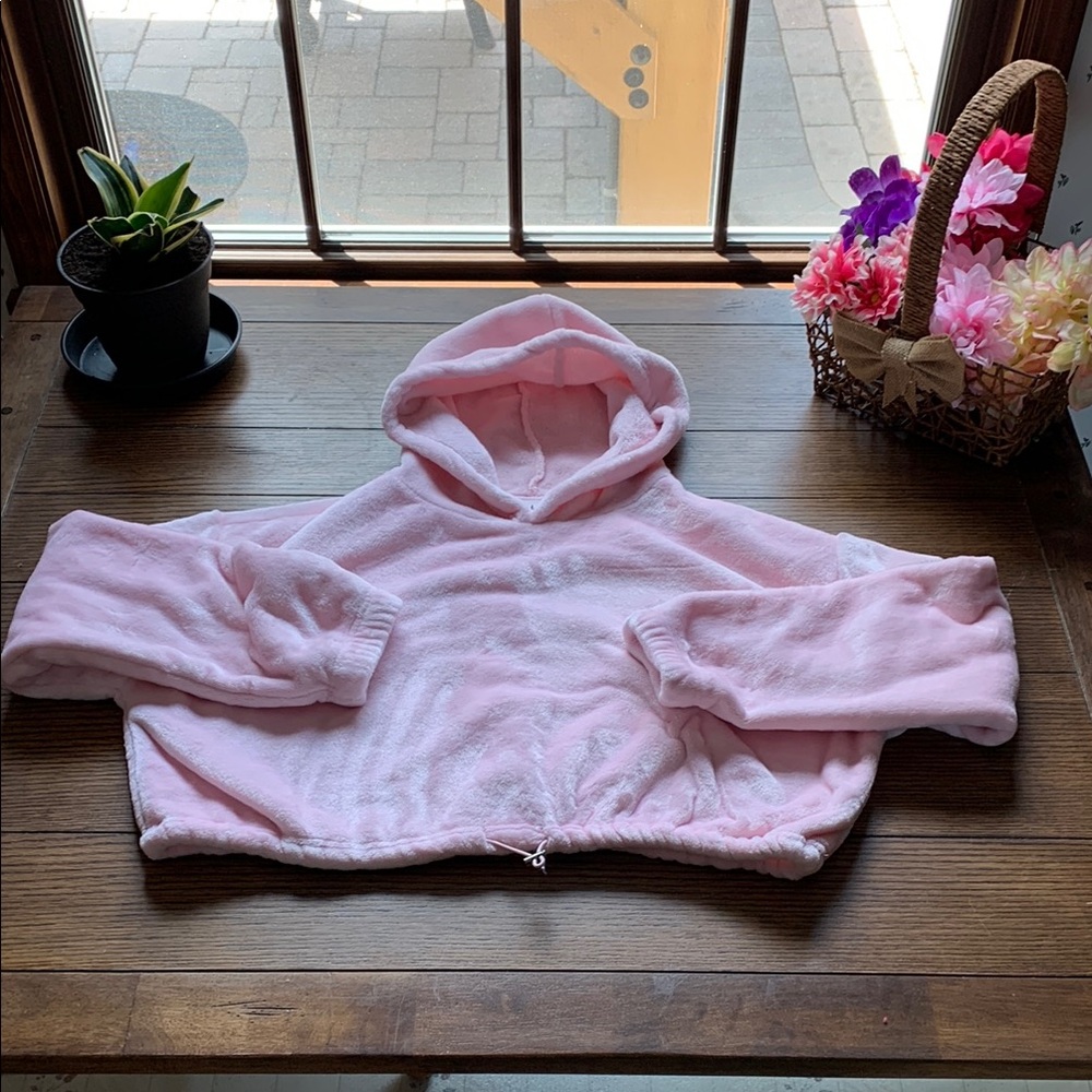 Soft Pink Cropped Hoodie Sweatshirt